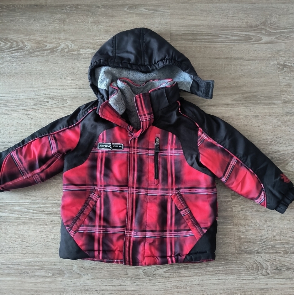 ZeroXposur Kids Plaid Puffer Jacket - Black and Red Boys Toddler Size 3T